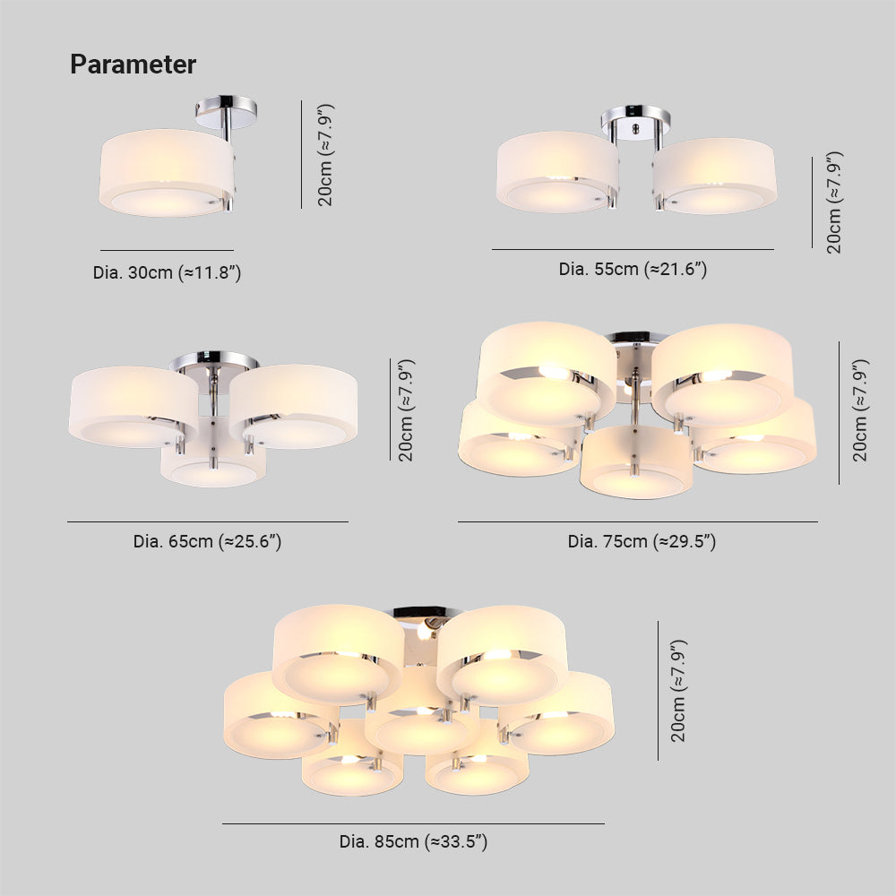 Winaredu Flush Mount Ceiling Light Glass White Modern Round Hallway