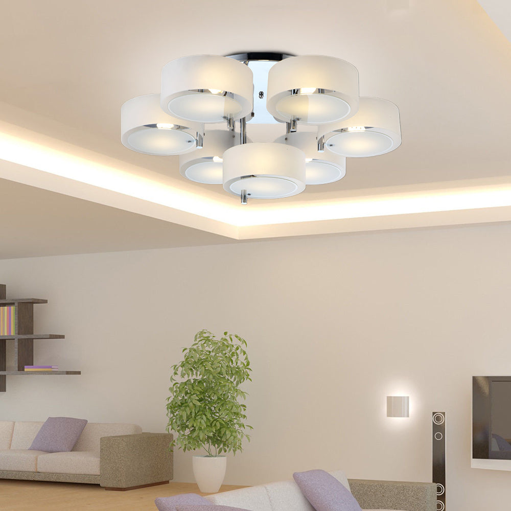 Winaredu Flush Mount Ceiling Light Glass White Modern Round Hallway