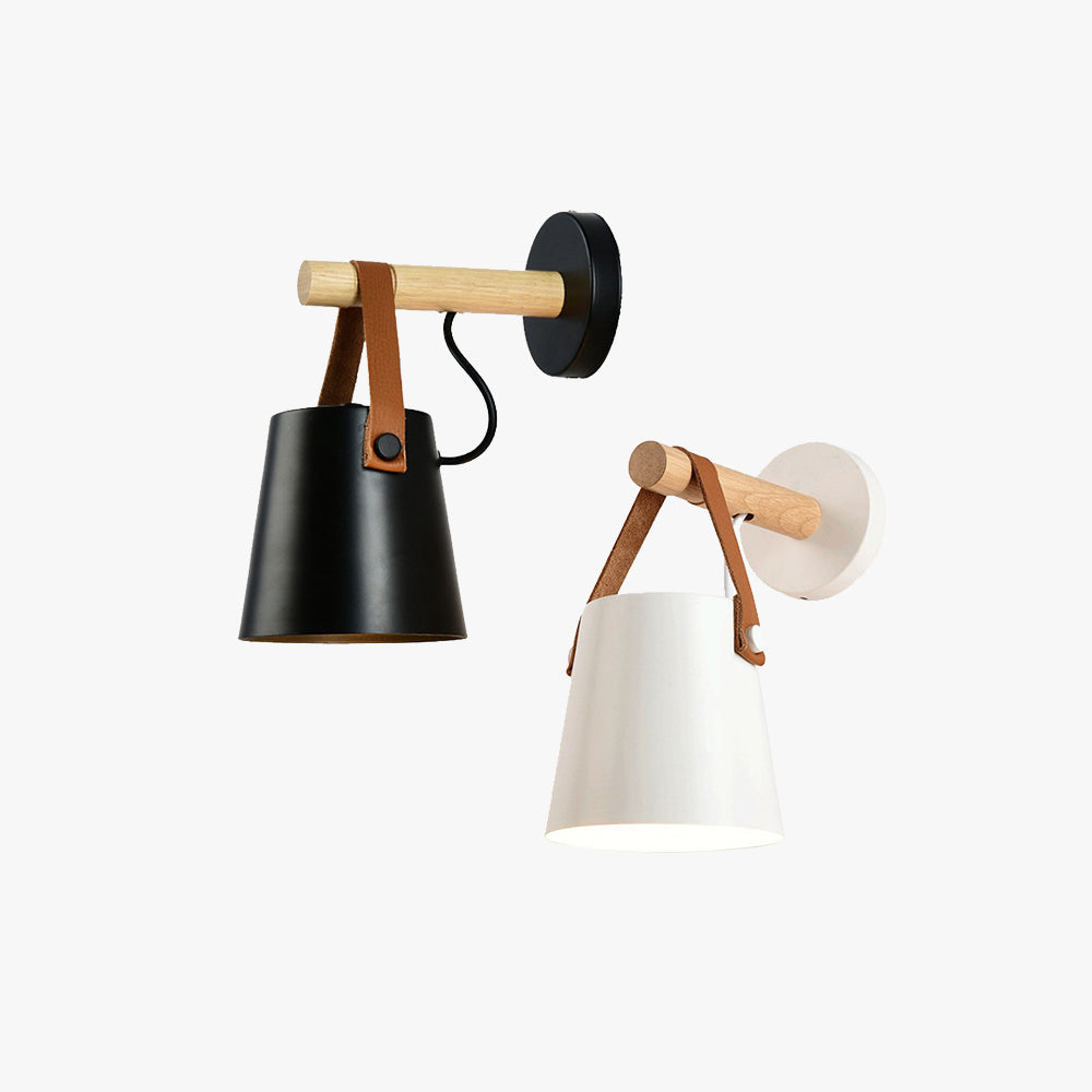 Mulavita Modern Conical Metal Wood Indoor Wall Lamp Bedroom