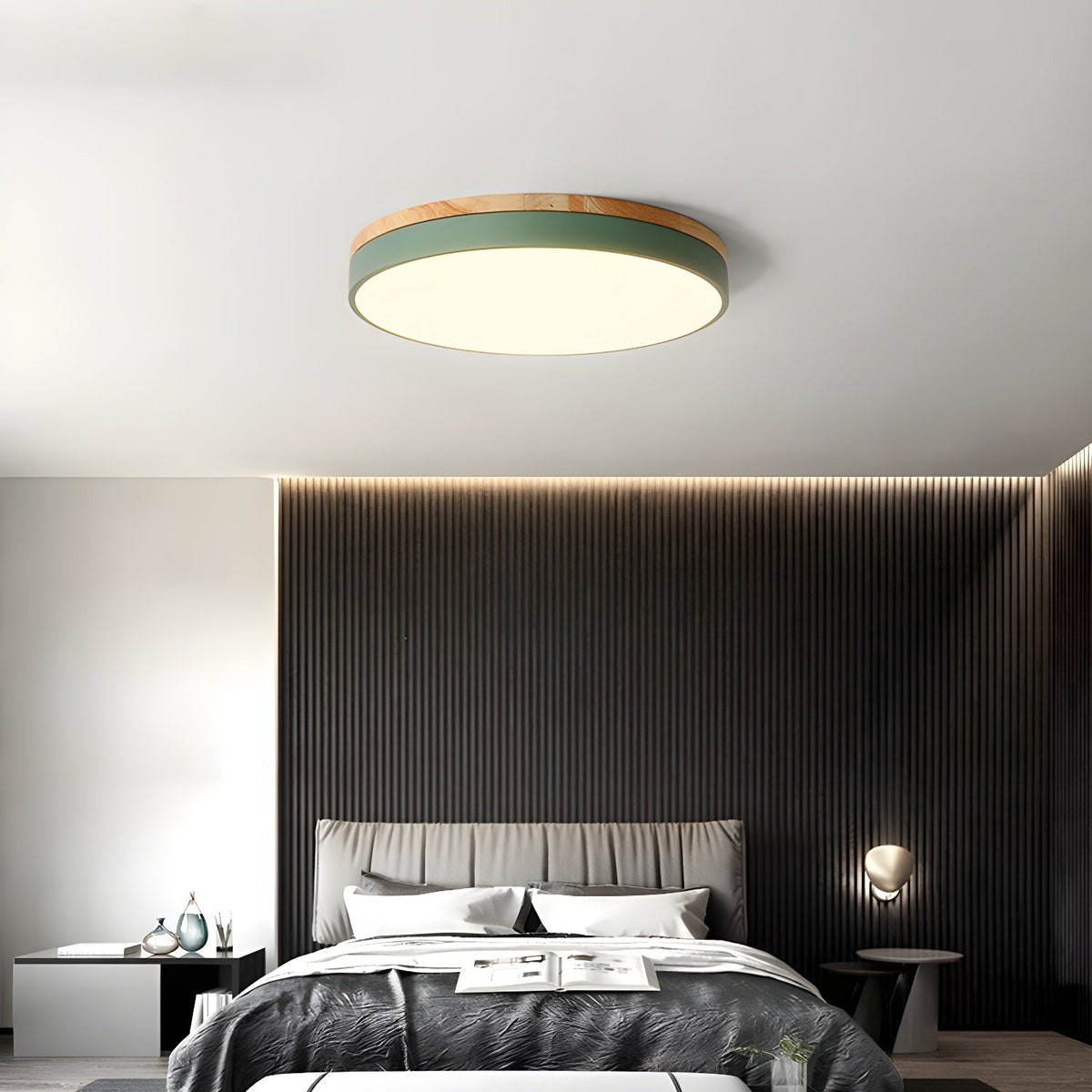 Mireth Ceiling Light Circular Wood Grey Modern Minimalist
