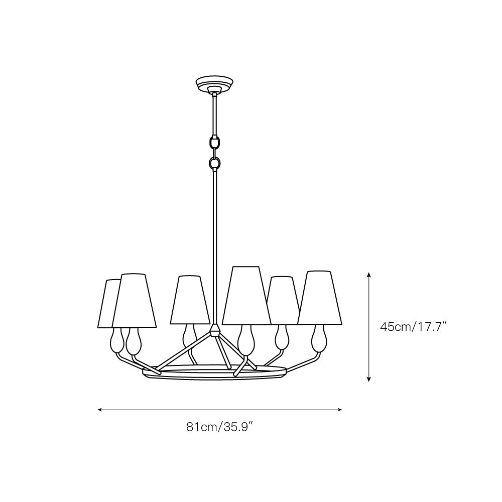 Solerira Vintage Industrial Brass Fabric Chandelier