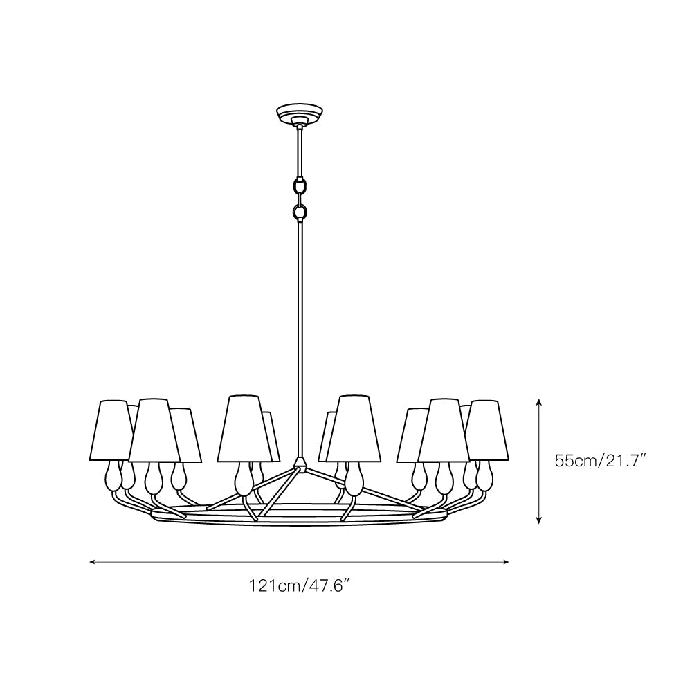 Solerira Vintage Industrial Brass Fabric Chandelier