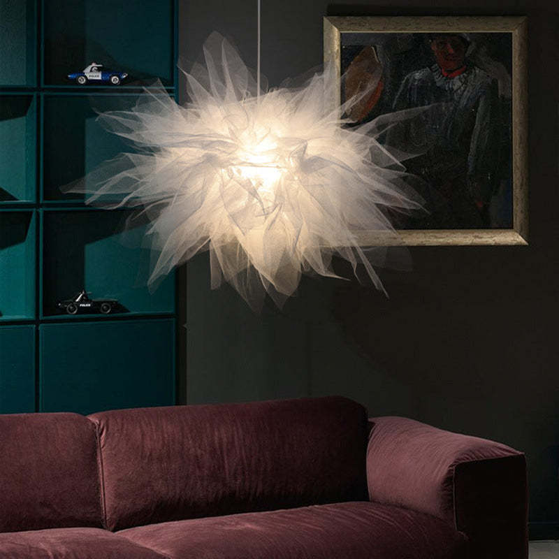 Sonanem Modern Flower Fabric Pendant Light, Bedroom, White