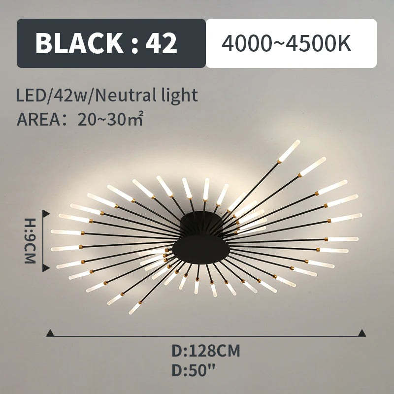 Kovon Flush-Mount Ceiling Light Fireworks, Black/Gold-Neutral Decor