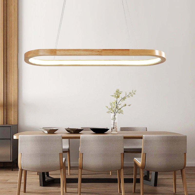 Lyraen Contemporary Oval Wooden Pendant Light-Neutral Decor
