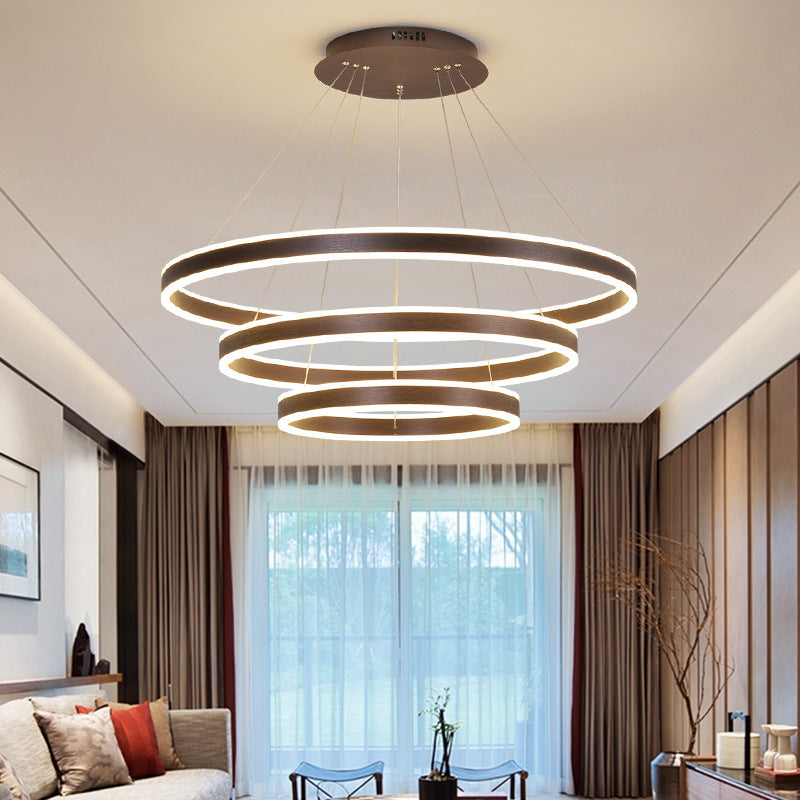 Huvusir Moderne Minimaliste Coffee LED Pendant Light, 3 Ring