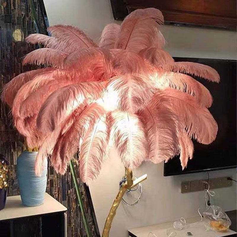 Salenor Nordic Luxury Unique Ostrich Feather Floor Lamp/Table Lamp-Neutral Decor