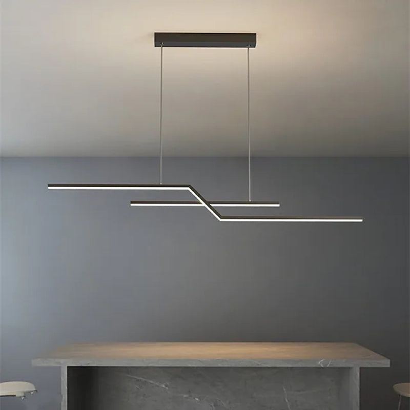 Valiner Parallel Fold Linear Pendant Light, Black/Gold, Living Room