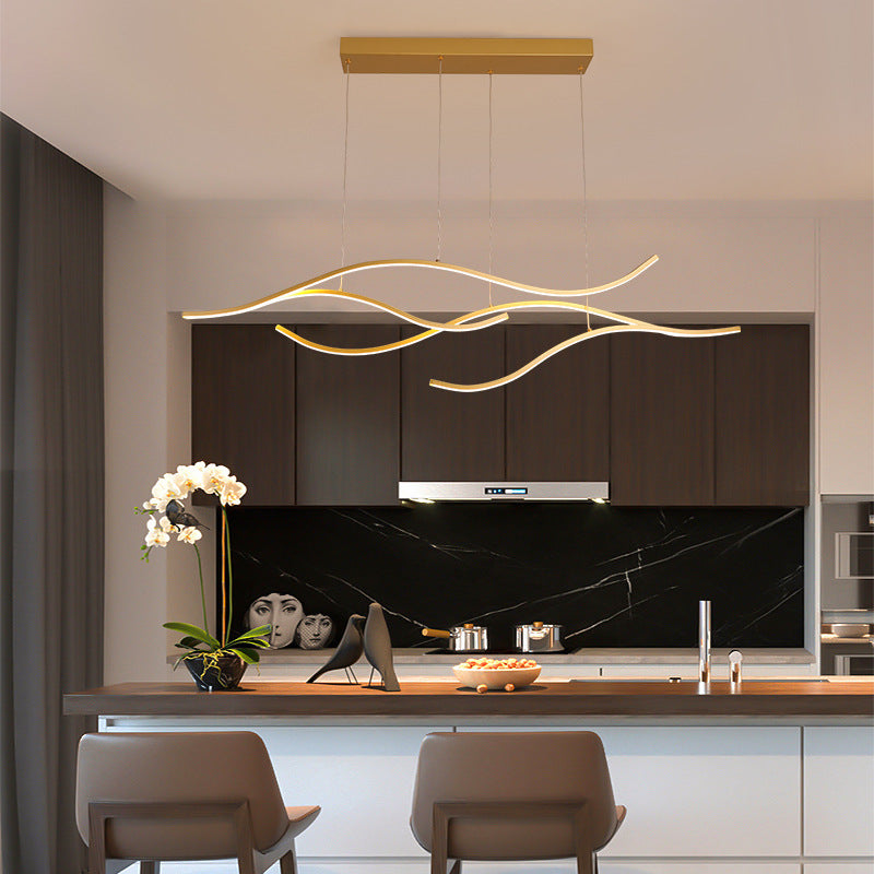 Jaguris Pendant Light, Multi-Curved, Black/Gold