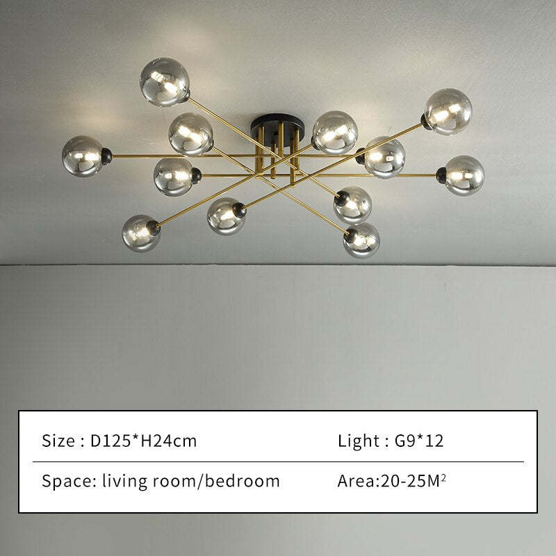 Zovokil Industrial Glass Globe Chandelier LED, 6 Style