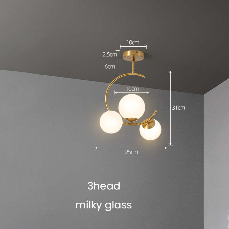 Liperir Modern Glass Globe Pendant Light, Metal & Glass, 3 Style
