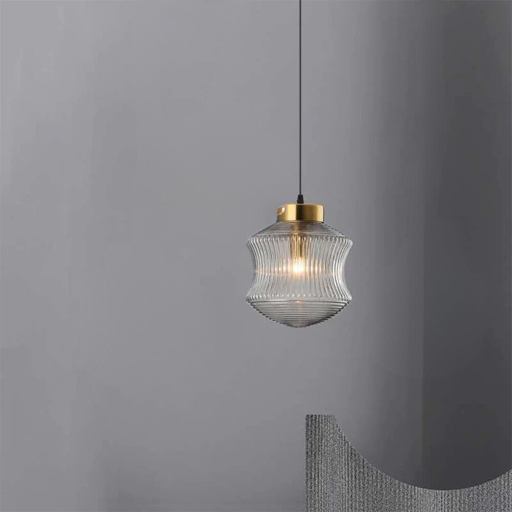 Wubitisu Modern LED Pendant Light Smoke Gray Glass Bedroom