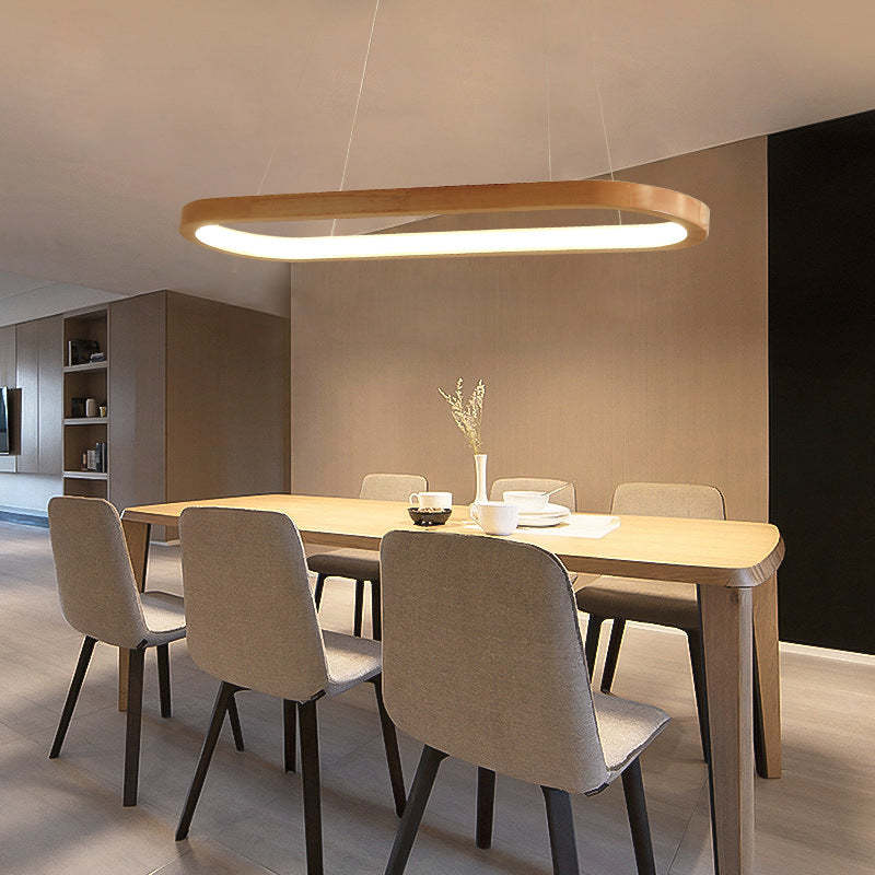 Lyraen Contemporary Oval Wooden Pendant Light-Neutral Decor