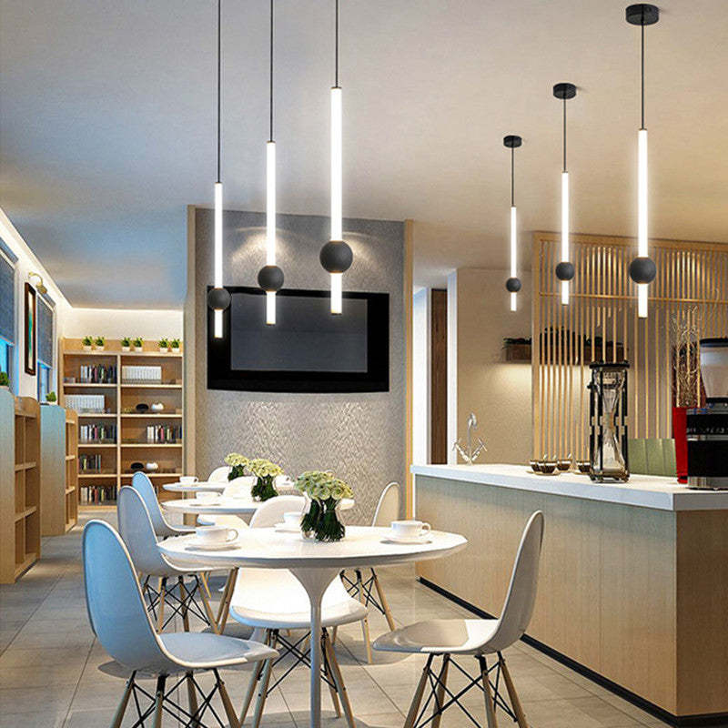 Mekarom Minimalist Linear Globe Glass Pendant Light, Bedroom