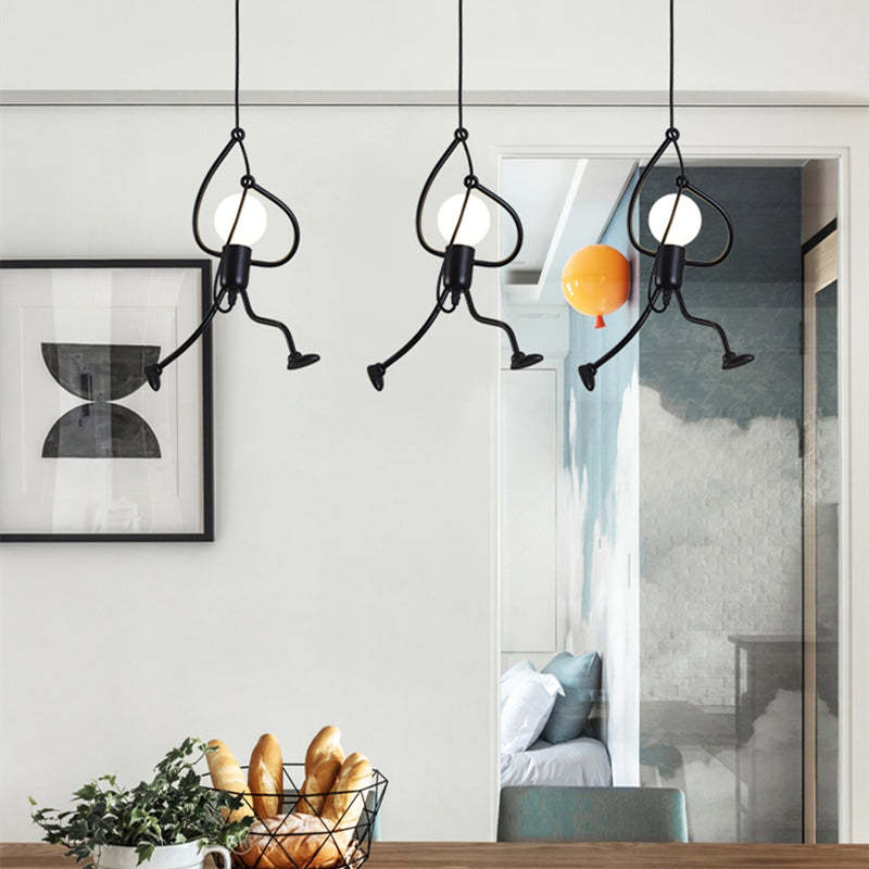 Esi Retro Modern Iron Man Pendant Light, Black-Neutral Decor