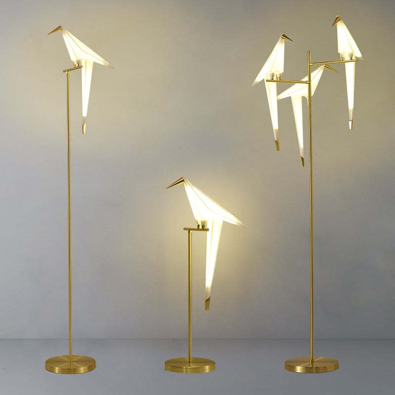 Merenar Nordic Bird Table /Floor Lamp, Gold, 1/2/3 Light
