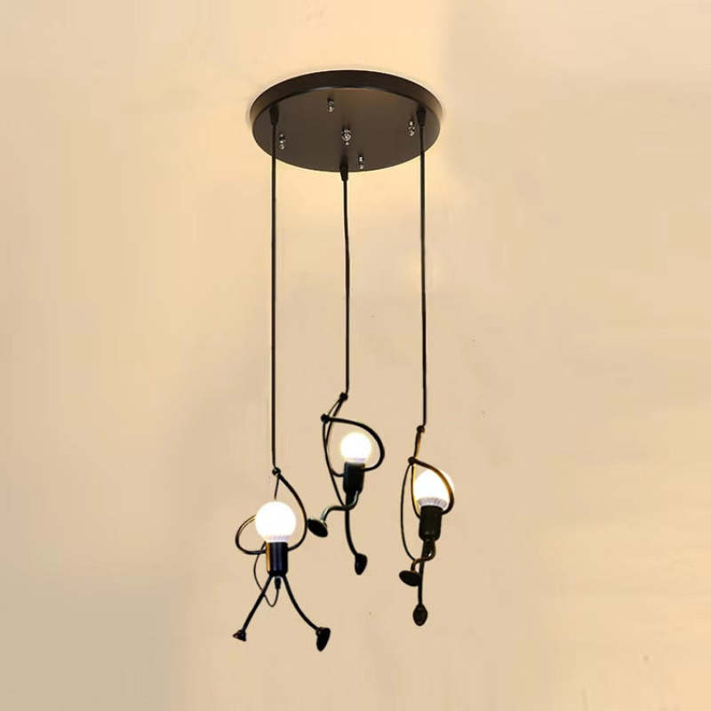 Esi Retro Modern Iron Man Pendant Light, Black-Neutral Decor