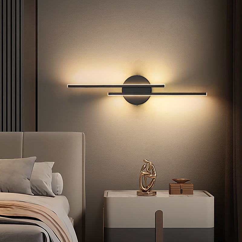 Noviq Modern Nordic Disc/Linear LED Wall Lamp, Black/White-Neutral Decor