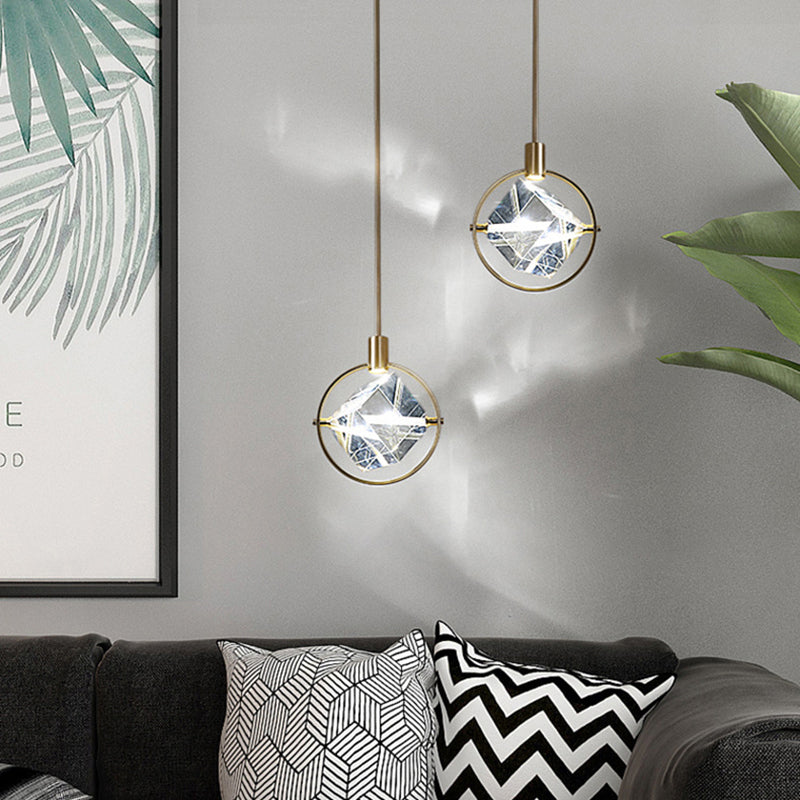 Samiror Modern Luxury Geometry Metal/Crystal Pendant Light, Gold