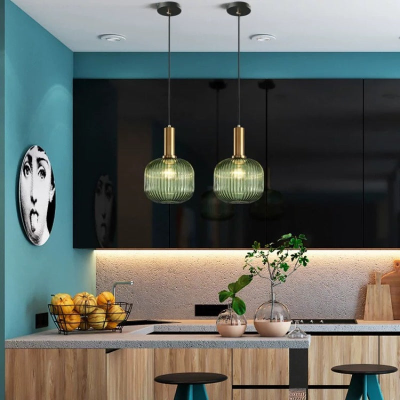 Barolir Pendant Light Crystal, Moru Glass, Cognac/Green/Grey, Kitchen Island