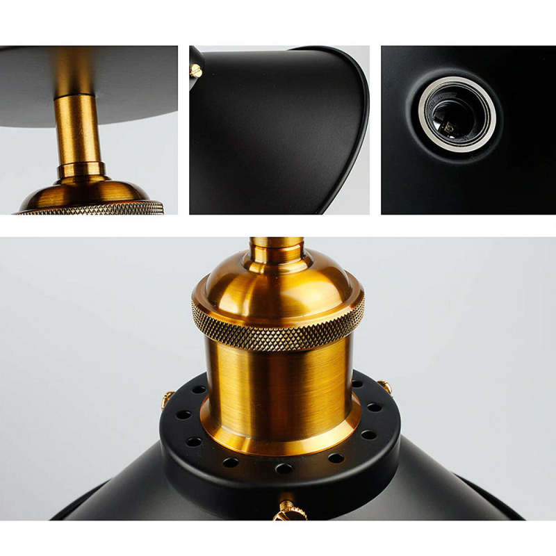 Cokikan Industrial Cone Metal Ceiling Light, Black