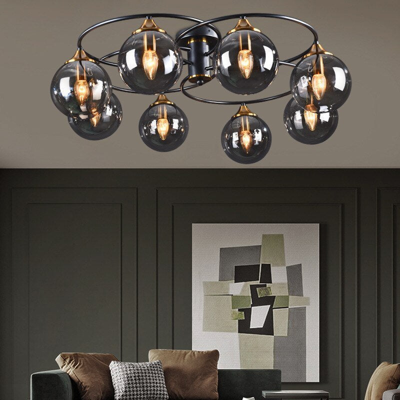 Vetidim Nordic Bubble Glass Ceiling Light, Gray/Amber