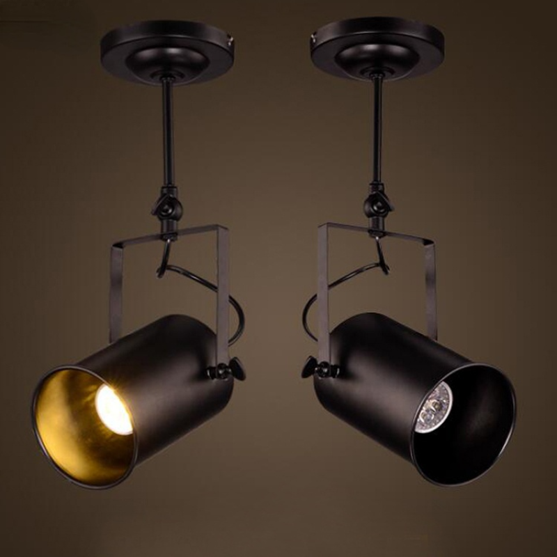 Tudelir Vintage Adjustable Semi-Flush Mount Ceiling Light, Black