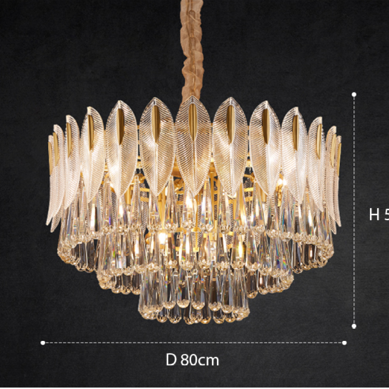 Jusaras Luxury Feather Crystal Chandelier, Living Room