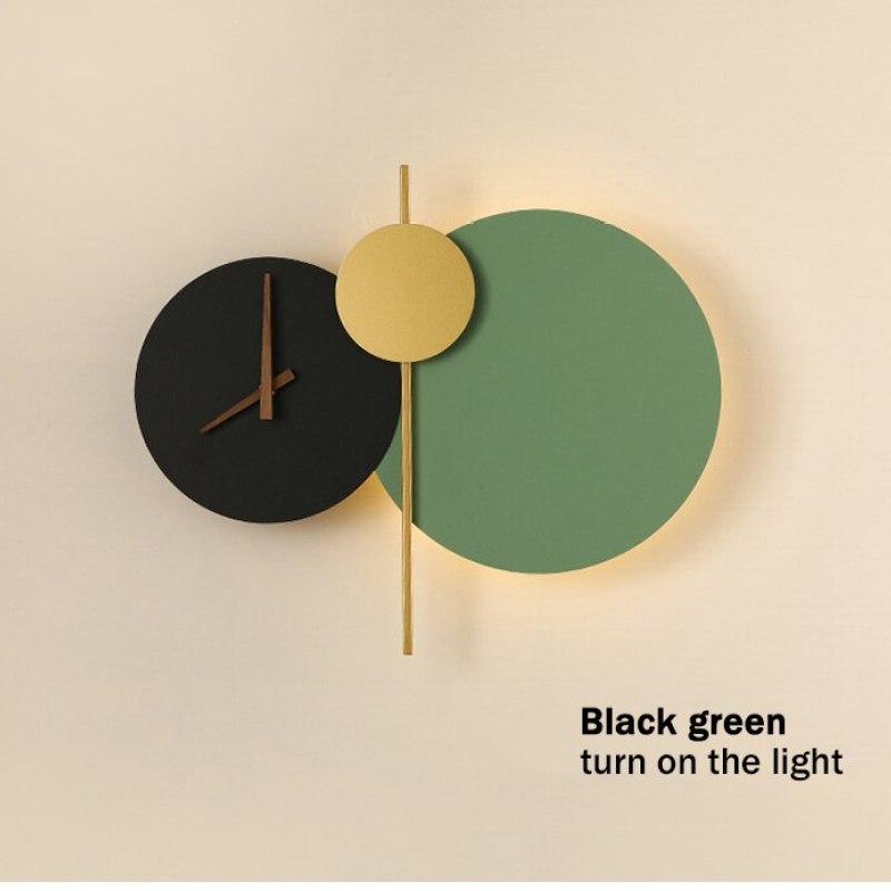 Labovak Modern Clock Metal Painted Wall Light LED Light Bedroom