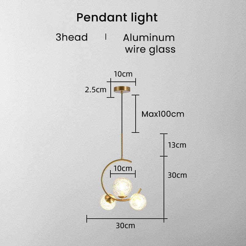 Liperir Modern Glass Globe Pendant Light, Metal & Glass, 3 Style