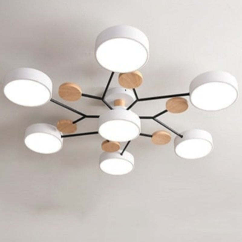 Cumalik Ceiling Light, Wood Round for Living Room