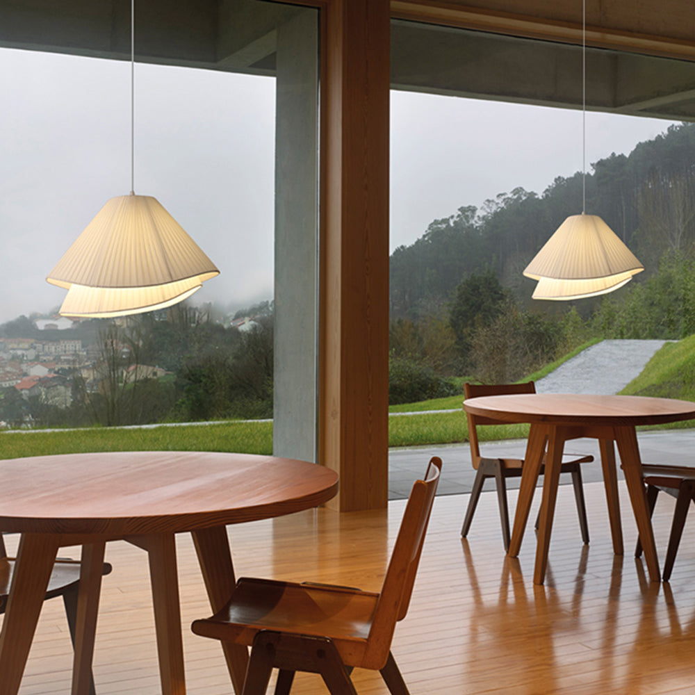 Libobir Minimalist Double Overlap Fabric LED Pendant Light, White