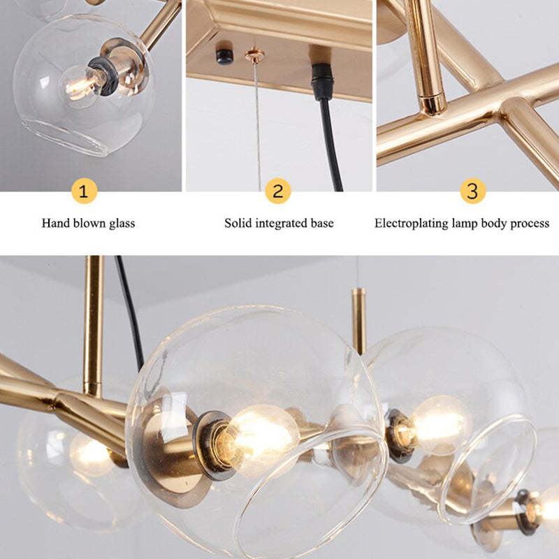 Copates Modern Glass Globe Bubble Pendant Light Black/Gold
