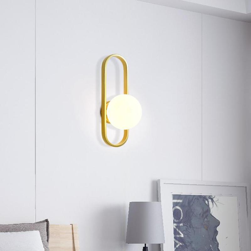 Fuvavel Modern Globe Bedside Wall Lamp Mount for Bedroom & Reading Room, Gold/Black