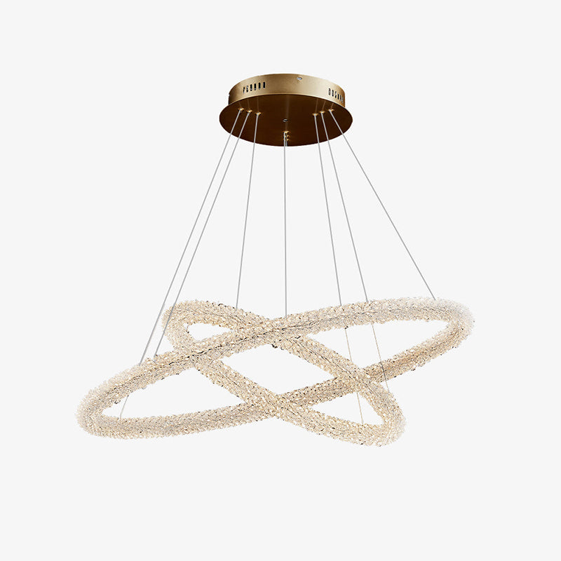 Temelos Art Deco Chandelier, Metal & Crystal, 1/2/3 Ring