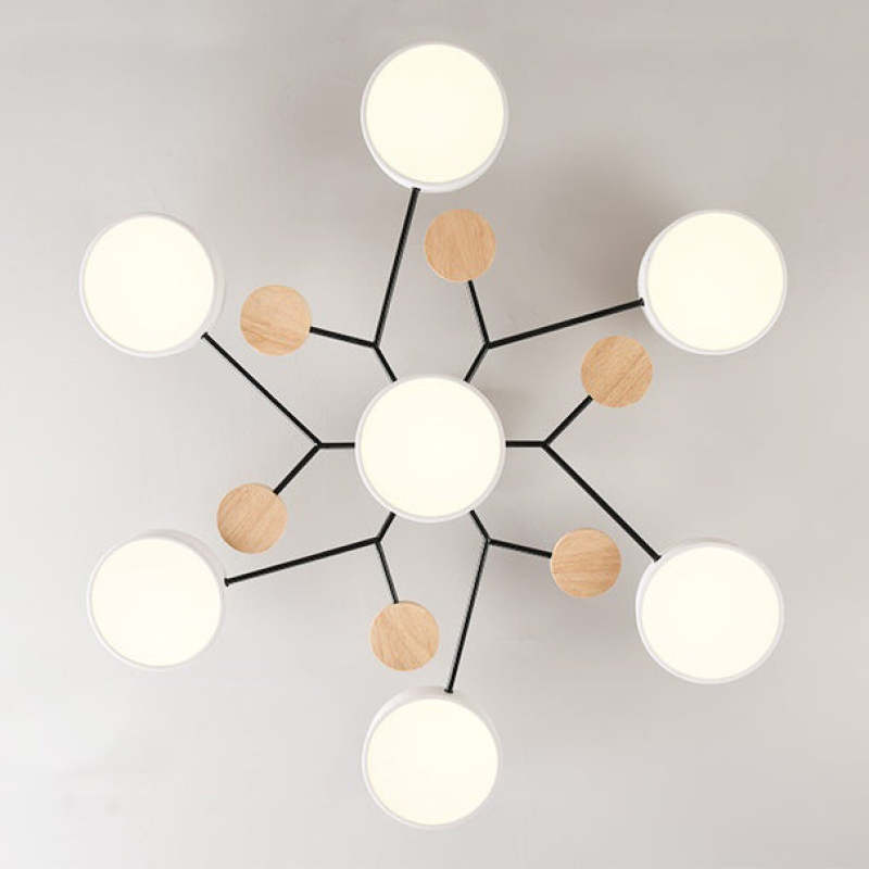 Cumalik Ceiling Light, Wood Round for Living Room