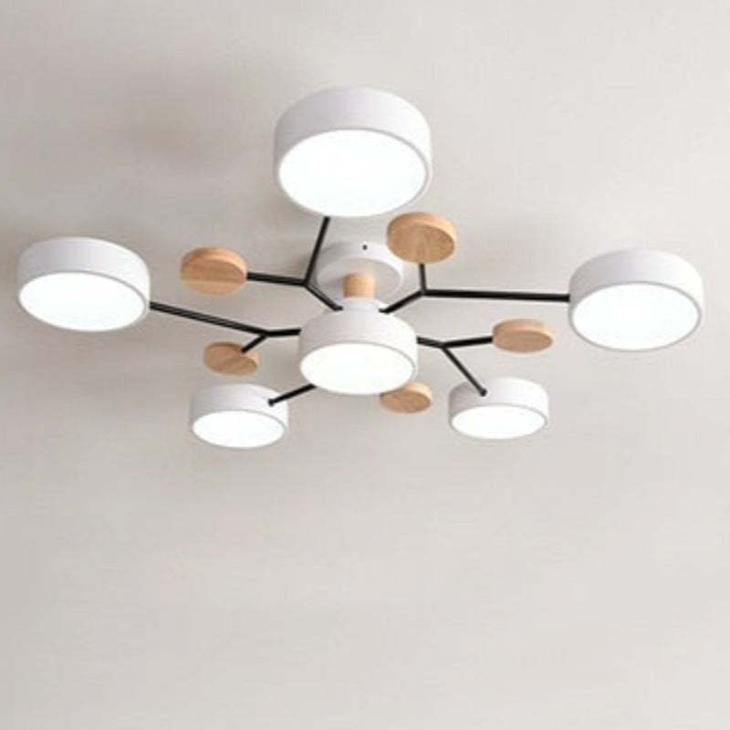 Cumalik Ceiling Light, Wood Round for Living Room