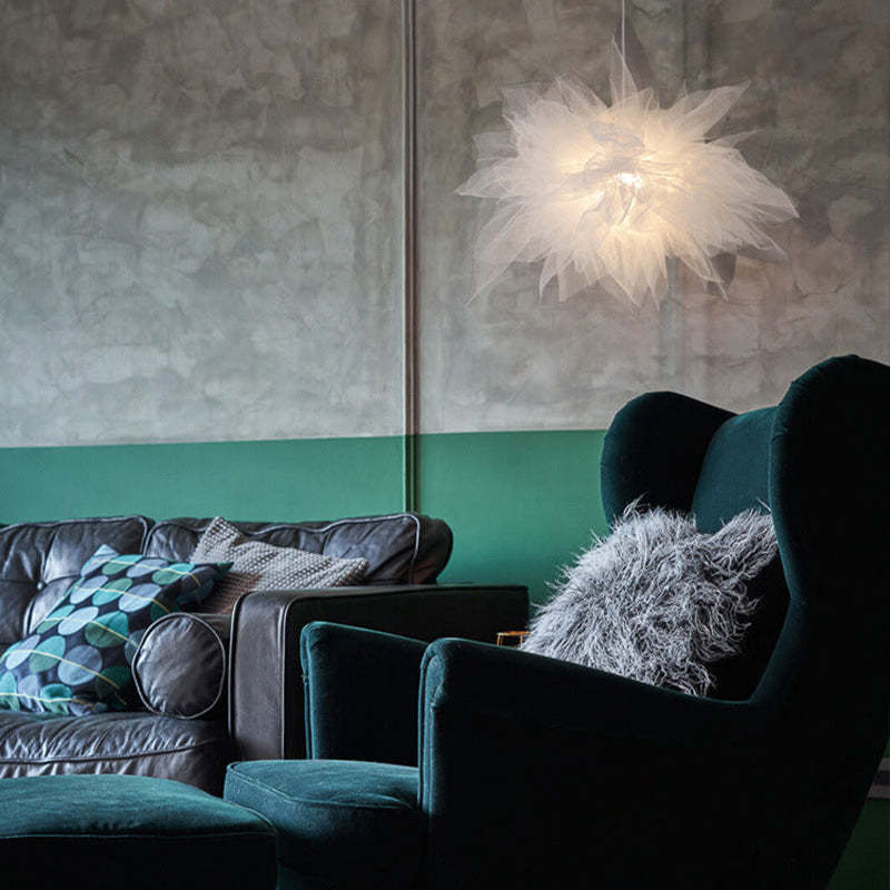 Sonanem Modern Flower Fabric Pendant Light, Bedroom, White
