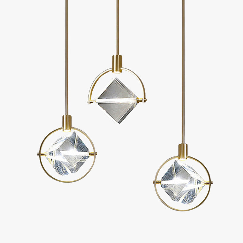Samiror Modern Luxury Geometry Metal/Crystal Pendant Light, Gold