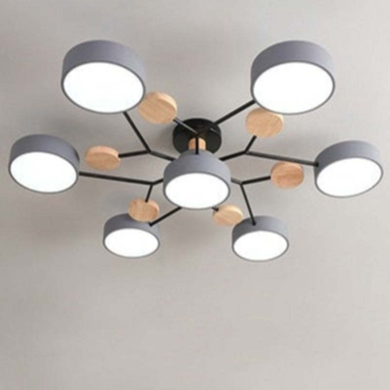 Cumalik Ceiling Light, Wood Round for Living Room