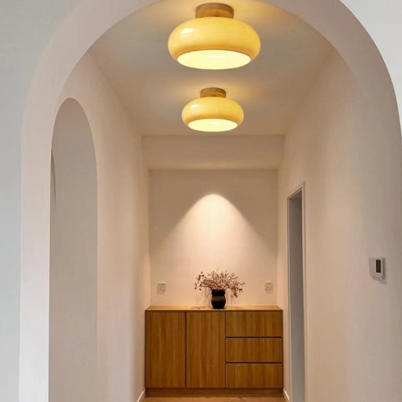 Charlotte Flush Mount Ceiling Light Wood