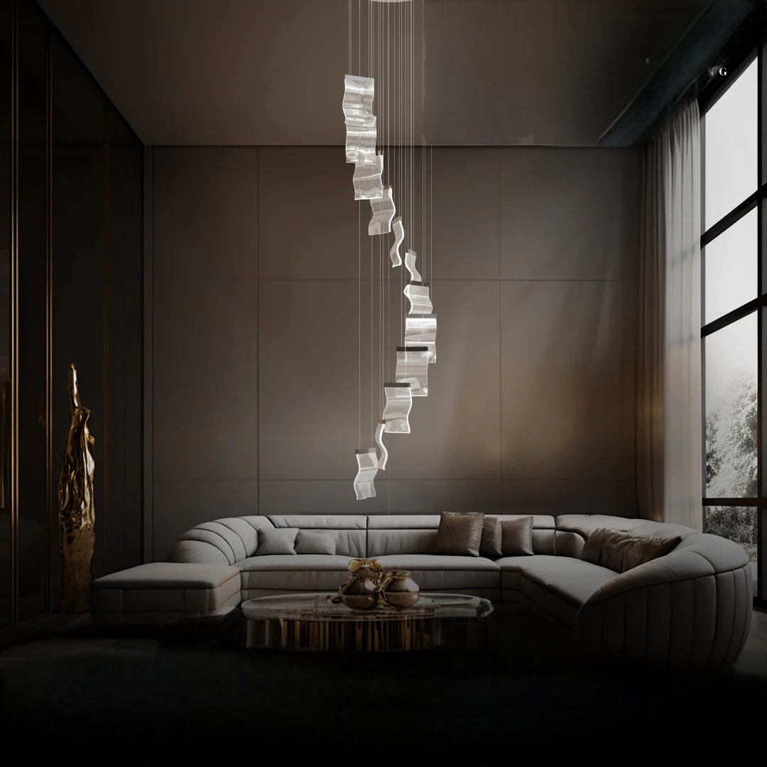 Sekegur Industrial Chandelier Wave /Metal Gold Bedroom/Living Room