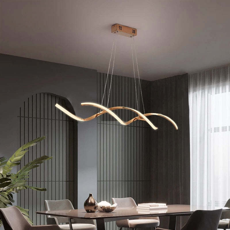 Mubibol Modern Wavy Metal/ Pendant Light, Chrome/Gold