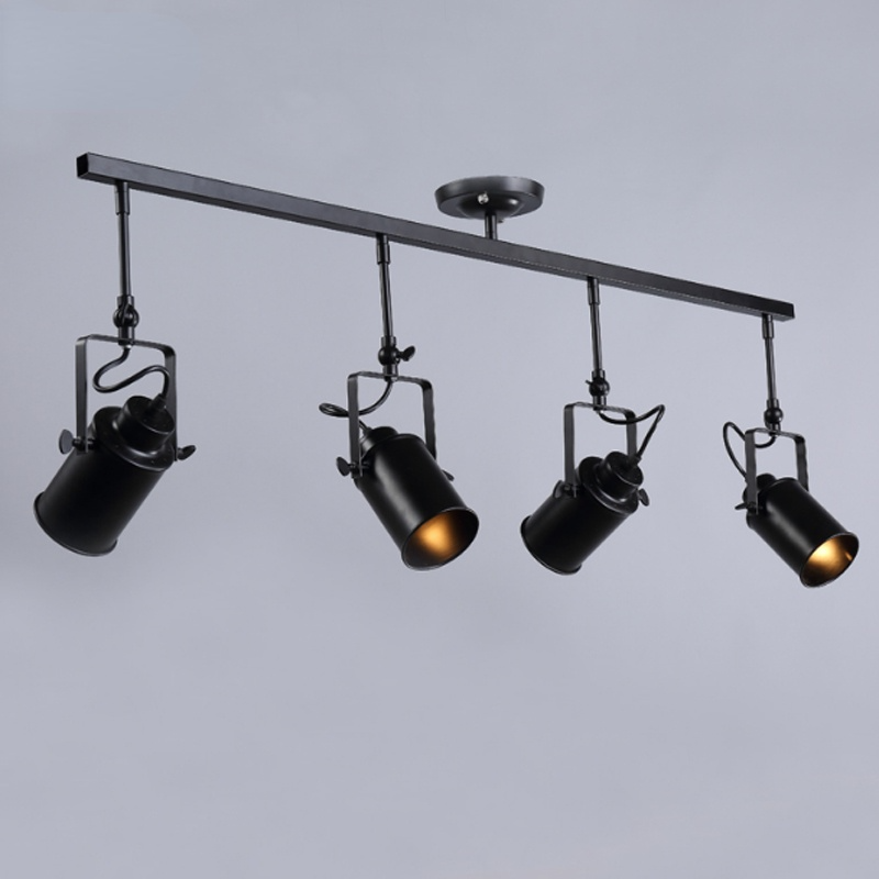 Tudelir Vintage Adjustable Semi-Flush Mount Ceiling Light, Black