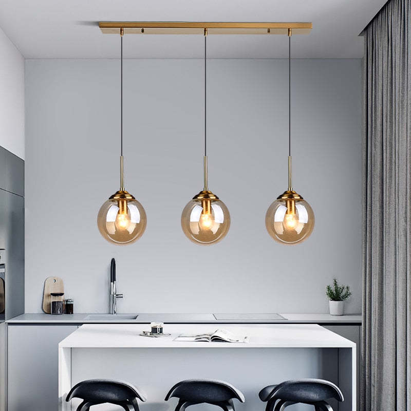 Wobirer Designer Bubble Glass Pendant Light, Smoke/Clear/Amber
