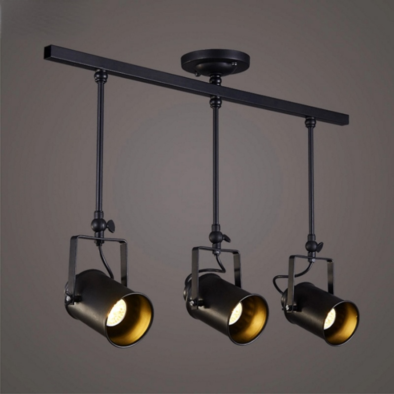 Tudelir Vintage Adjustable Semi-Flush Mount Ceiling Light, Black