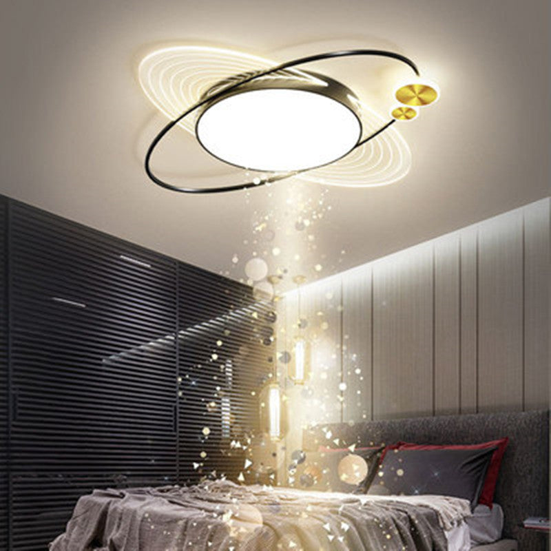 Rotuvut Simple Design Circle LED Flush Mount Ceiling Light, Black/Gold