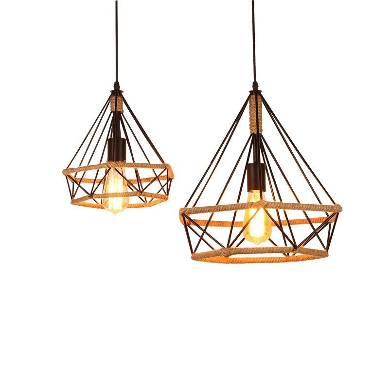 Juporelu Countryside Diamond Pendant Light Black Metal Kitchen/Cafe
