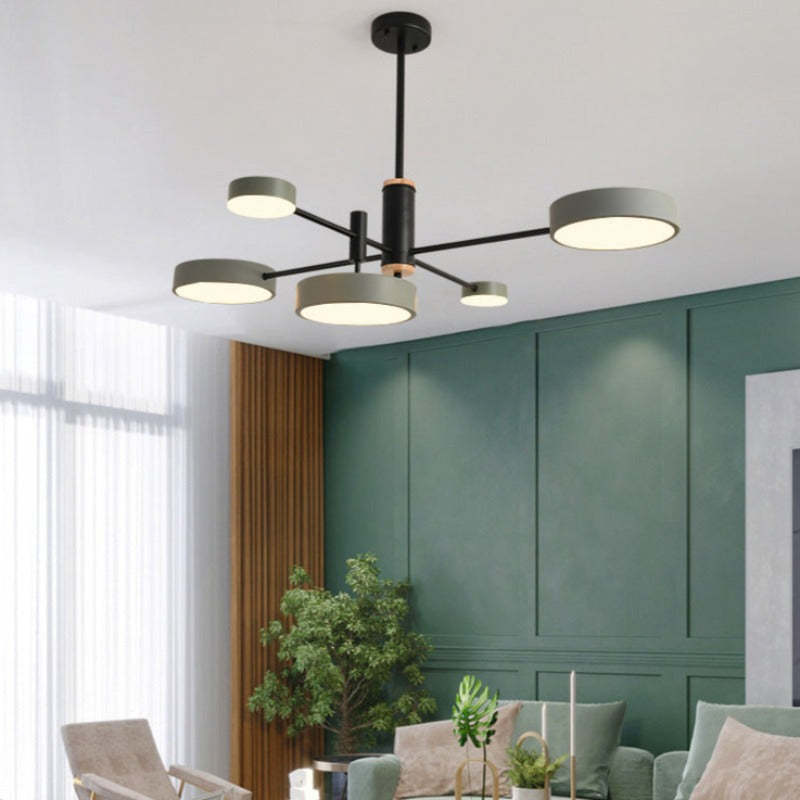Gativun Pendant Light LED, Metal & Wood, Grey/White/Gold