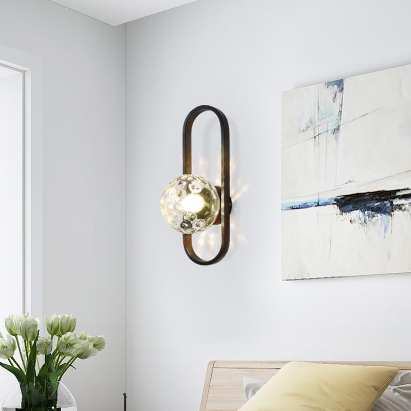 Fuvavel Modern Globe Bedside Wall Lamp Mount for Bedroom & Reading Room, Gold/Black